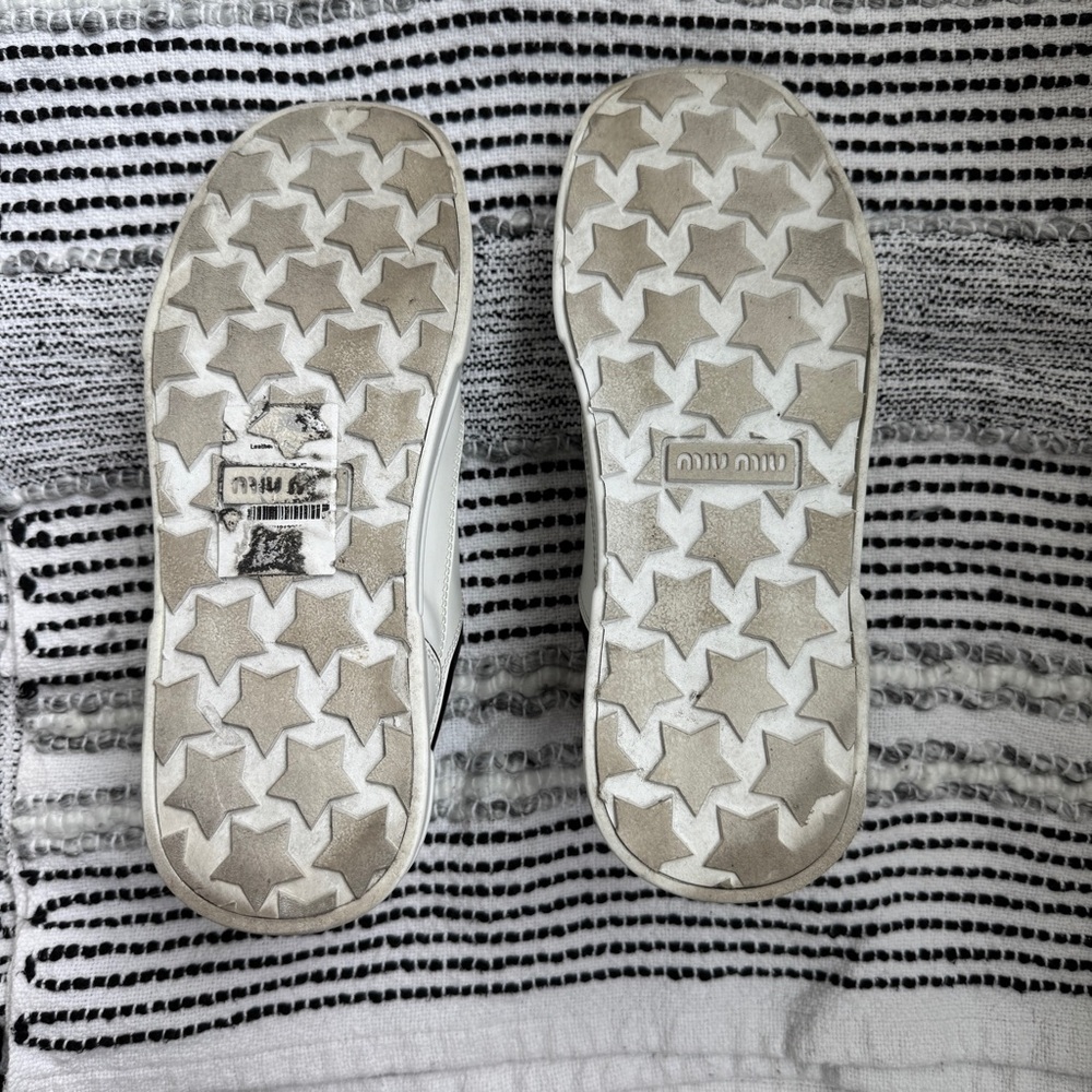 MIU MIU Authentic White Women’s Sneakers Leather - size 7.5 Original Box - Picture 6 of 8